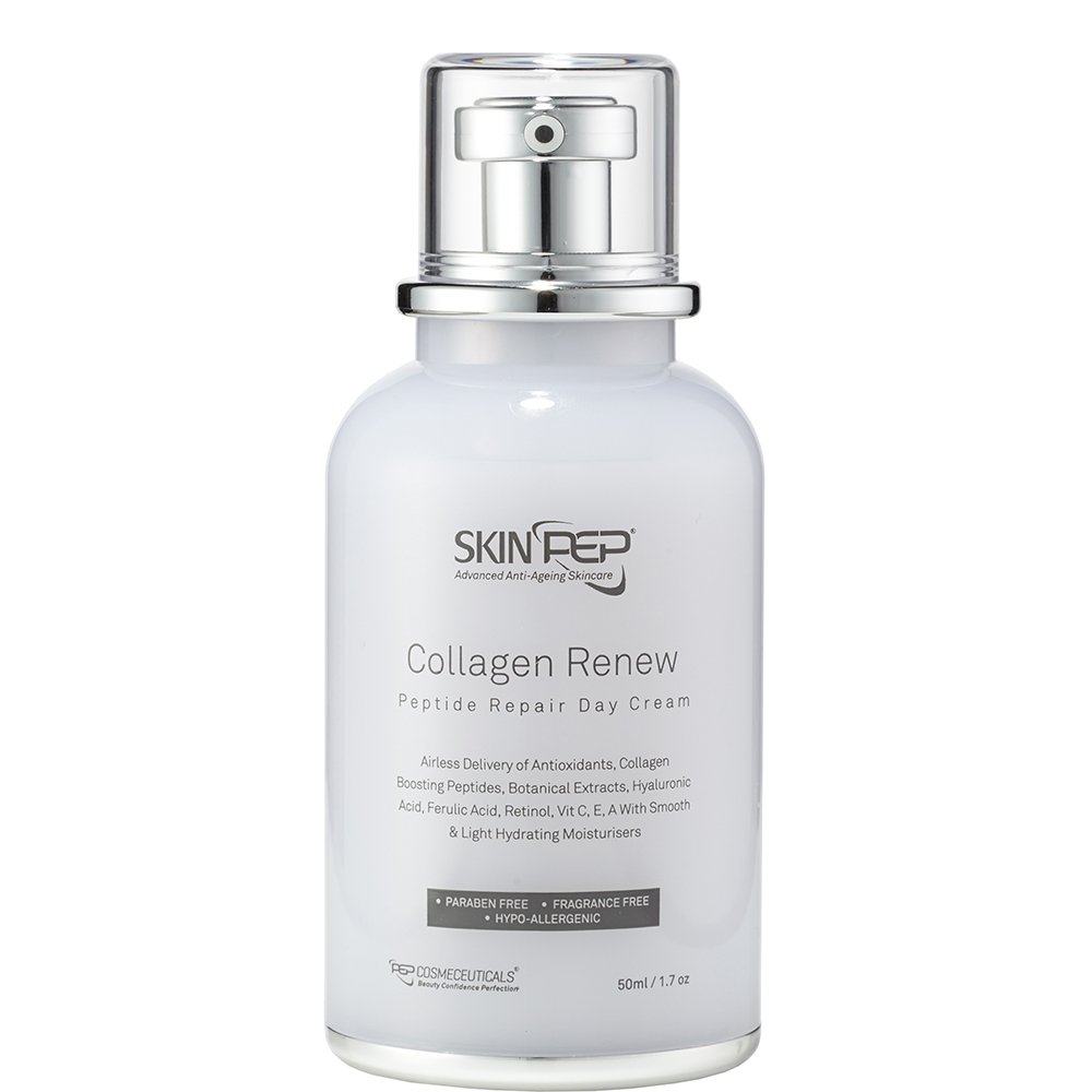 Collagen Renew - Encapsulated Growth Factors (EGF, FGF, TGF) Day Cream - Skin Moisturisers + Retinol + Hyaluronic Acid Serum + Vitamin C + Peptides - Korean Inspired Glass Skin By SkinPep (50ml)
