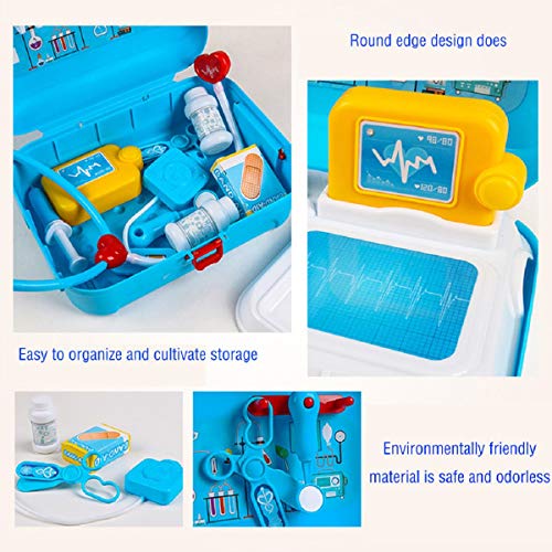 Putars Doctor Kit for Kids, 17Pcs Pretend Medical Doctor Medical Playset with Electronic Stethoscope, Medical Kits Gift, Educational Doctor Toys for Toddler Boys Girls Playhouse Backpack Box(Blue)