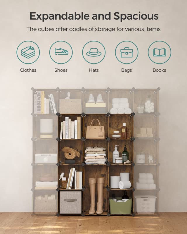 SONGMICS Cube Storage Organizer, 16Cube Book Shelf, Closet Organizers