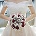 Amoleya 7 Inch Customization Romantic Burgundy Wedding Bride Holding Bouquet with Satin Roses and Rhinestones
