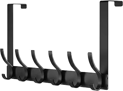CASPLUS Heavy Duty Over Door Hooks 12 Hooks Aluminum Black