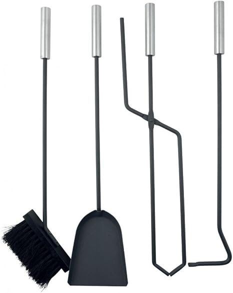 5 teiliges Kaminbesteck, Kamingarnitur, Kaminwerkzeug aus Edelstahl mit