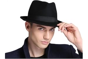 GENERIC Men Warm Fedoras Felt Trilby Hat Vintage Panama with Short Brim Winter Bowler Outdoor British Jazz Costume Headwear