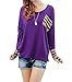 Amstt Women Long Sleeve O-Neck Patchwork Casual Loose T-shirt Blouse Tunic Tops