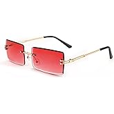 FEISEDY Vintage Rimless Sunglasses Rectangle Frameless Candy Color Glasses Women Men B2642