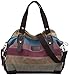 COOFIT Stripe Leisure Canvas Top Handle Cross Body Bag Tote Handbags for Women
