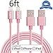 AOFU Lightning Cable,2Pack 6FT/2M Extra Long Nylon Braided USB Sync Charging Cables Cord Charger for iPhone 6/6S/6 Plus/6S Plus 5/5C/5S/SE,iPad Air/Mini,iPod Nano/Touch ( Rose)
