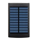 UYIKOO Portable 5000Mah S-Power Solar Panel [ Solar Assist Back-up Battery ] Charger Power Bank Featuring Dual USB Port Smart Charge Technology w/ Four Phone connector (For iPhone, iPod, iPad, Samsung, LG, HTC, GPS, Smart Phones,T ablet and any other USB Device) (Black)