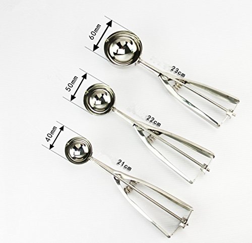 Freedi Ice Cream Scoops Steel Stainless Trigger Cookie Scoop Set Handle Ice Cream Ball Maker Kitchen Accessories,1 Piece (4cm) - Thumbnail 2