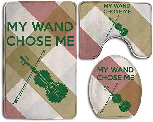 Wand Chose Me Violin Player Fashion Bath Mat Set 3 Piece Bathroom Mats Set Non-Slip Bathroom Rugs/Contour Mat/Toilet Cover
