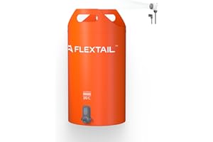 FLEXTAILGEAR Camping Shower Bucket with Built-in Electric Pump, Portable Camp Shower, 5 Gallons Rechargeable Pressure Outdoor Shower Bag, Large Water Inlet