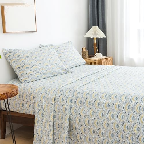 KACEMOO Full Sheet Set Floral Blue Boho