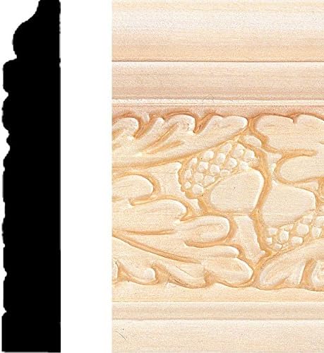 Moulding Solid Basswood Oak Leaf Pattern 1/2 in. x 3 in. x 8 ft