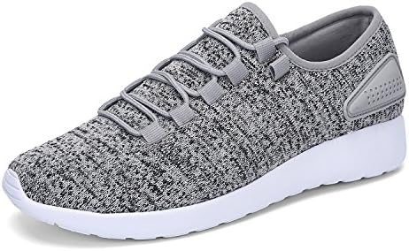 LEADERICA Men's Knit Sports Running Shoes Lace Up Athletic Shoes (9.5 D(M) US/43 EU, Grey)