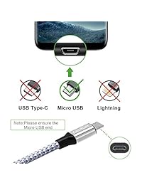 Micro USB Cable, 6 Feet Extra Long Nylon Braided High Speed Durable Android Charger Cable, Fast Charger Cord, for Samsung Galaxy S7 Edge S6 S5, Note 5 4,LG G4 Stylo 3, PS4, Camera, MP3   2 Pack