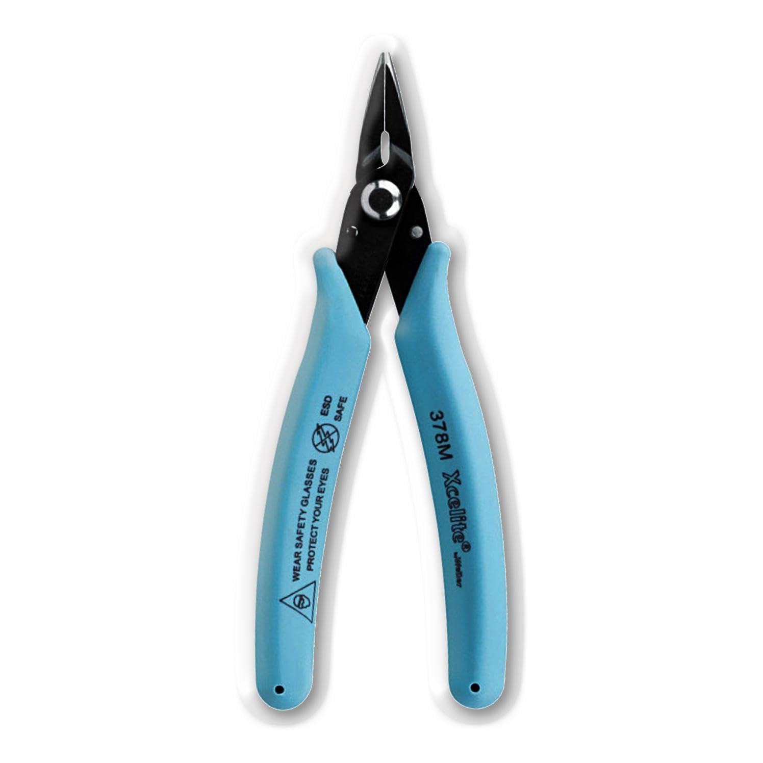 Weller Xcelite 378MVN Needle Nose Plier with Serrated Jaws, Lightweight Blue Grip Thin Profile 139,7 mm (5 1/2")