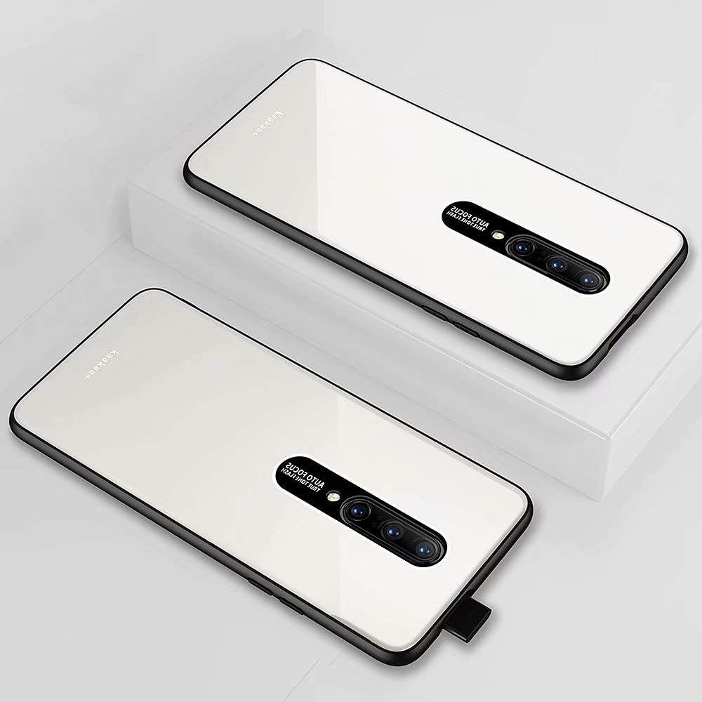 KSHOP Replacement for Case Oneplus 7 pro Cover 9H Tempered Glass Back Surrounded by Soft TPU Bumper Drop Protection -White