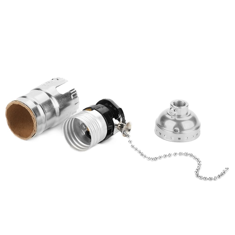 Vintage Light Holder, E27 Aluminum Retro Elegant Industrial Wall Pendant Ceiling Mounted Stand Desk Table Light Lamp Bulb Base Holder Socket Lighting Screw with Pull Chain Switch(S