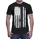 Mens Thin Blue Line American Flag T-shirt