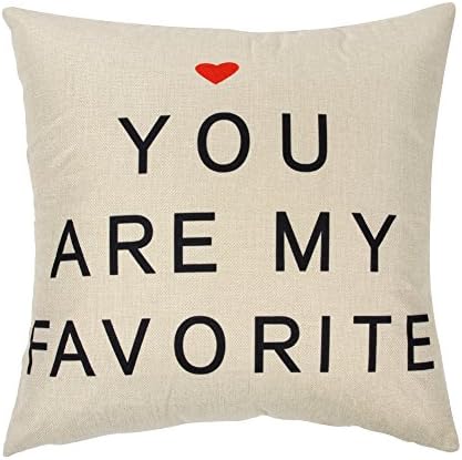 Ogiselestyle You are My Favorite Quote Cotton Linen Home Decorative Throw Pillow Case Cushion Cover for Sofa Couch, 18" x 18"