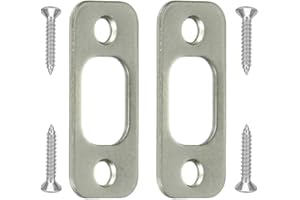 FELHOOD 2 Pack Deadbolt Strike Plate Door Backplate 1" x 2-1/4" Round Corner Satin Brushed Nickel, with 4 Screws 1-3/8"