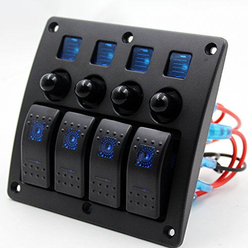 FXC Waterproof 4 Gang Rocker Switch Panel 12V/24V Circuit Breaker LED Rocker Indicator for RV Car Marine Boat ¡­ - Thumbnail 3