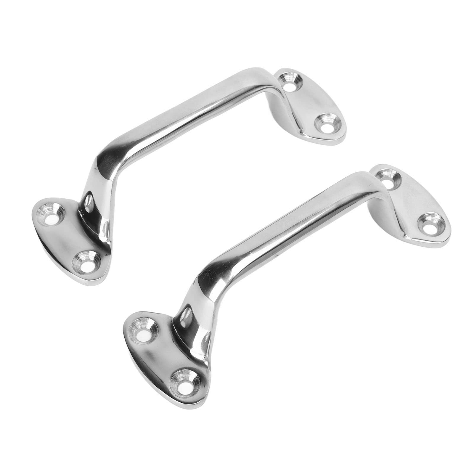 Leapiture 150mm 2 PCS Stainless Steel Boat Handle Marine Heavy Duty Handle Grab Handle Adjustable Round Base Polished Grab Bar Boat Hardware Accessories for Marine Yacht Boat RV