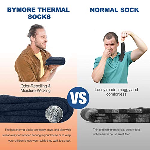 Bymore Heated Socks for Women, Thermal Socks for Men, Warm Thick Winter Socks Insulated Cold Weather-2Pack