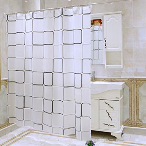 ShungHO Frosted Shower Curtains Water Proof Non Toxic With Hooks