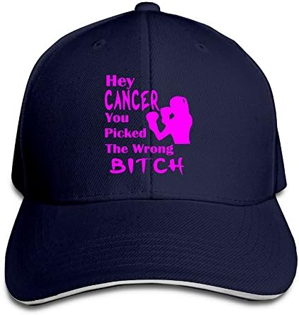 Hey Cancer You Picked The Wrong Classic 100% Cotton Hat Caps Unisex Fashion Baseball Cap Adjustable Hip Hop Hat(6 Colors)