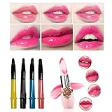 Voberry® Cosmetics Long Lasting Lipstick Translucent Moisturize Jelly Lipstick Lip Gloss Lip Balm with Free Lip Brush