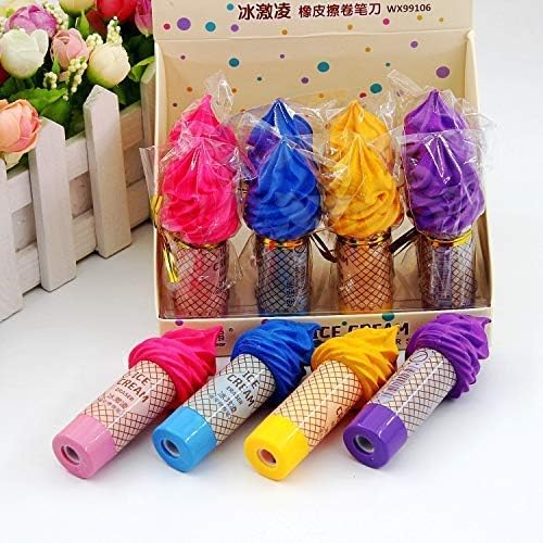 Gifts Garden 2-in-1 Ice Cream Shape Erasers Cum Sharpener, Birthday Return Gift Party Idea for Kids - (Pack of 4)
