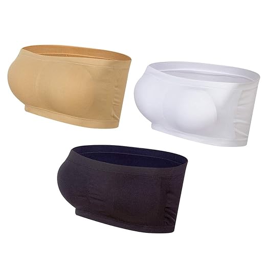 Lemef Damen Seamless Sport BH Tube Top Abnehmbare Padding Bandeau