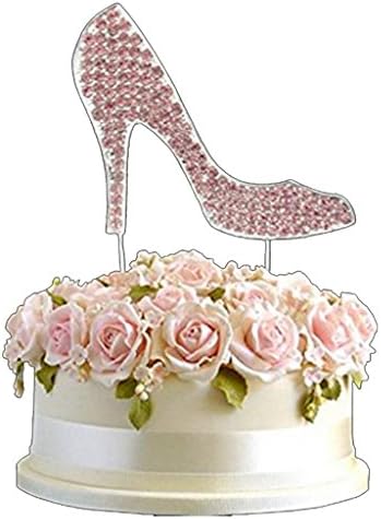 Rhinestone Pink Diamante High Heel Shoe Birthday Cake Diamonte Decor Sparkle Age