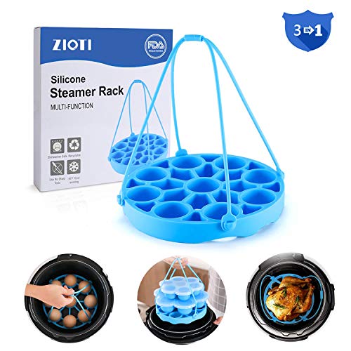 Silicone Egg Rack, Steamer Rack Trivet With Handles Holds Egg Bites Mold Or 9 Eggs For 6Qt 8Qt Instant Pot Multifunctional Pressure Cooker Bakeware Sling & Heat Resistant Mat With Removable Slings