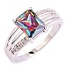 Psiroy Women's 925 Sterling Silver 1.5ct Rainbow Topaz Filled Ring