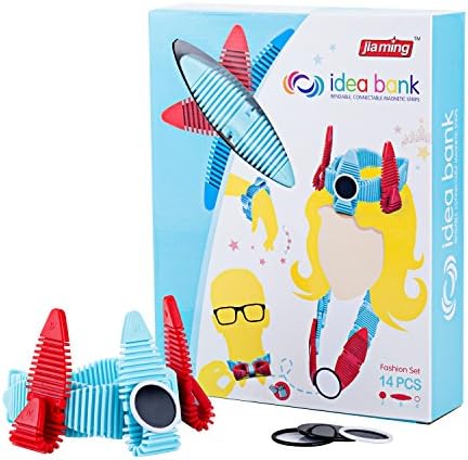 OleFun 3D Assembly puzzle ,Magnetic Blocks Toys, Connectable Building Tiles Set,Flexible Magnetic Construction Kit for Kids- Wearable Set (14 PCS),New Year gift