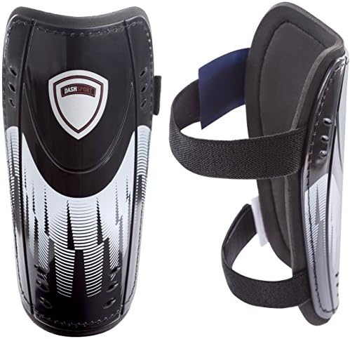DashSport Soccer Shin Guards, Dual Strap Design -Youth Sizes Best Kids Soccer Equipment with Adjustable Straps - Great for Boys and Girls