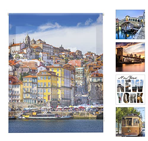 Blindecor Store Enrouleur translucide imprimé numérique Urban, River, 110 x 180 cm