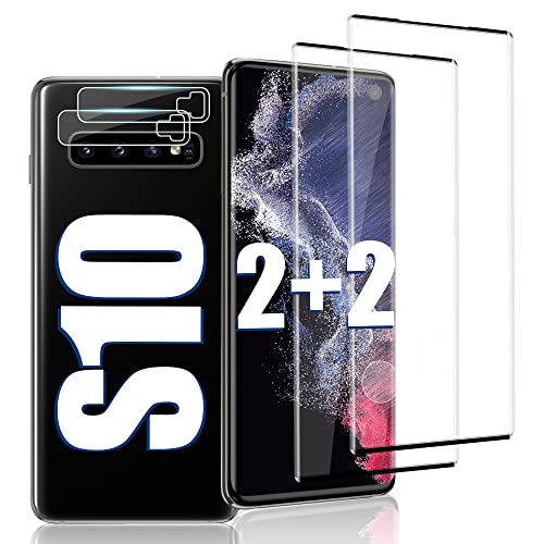 2+2 Pack] Galaxy S10 Screen Camera Protector, 9H Tempered Glass