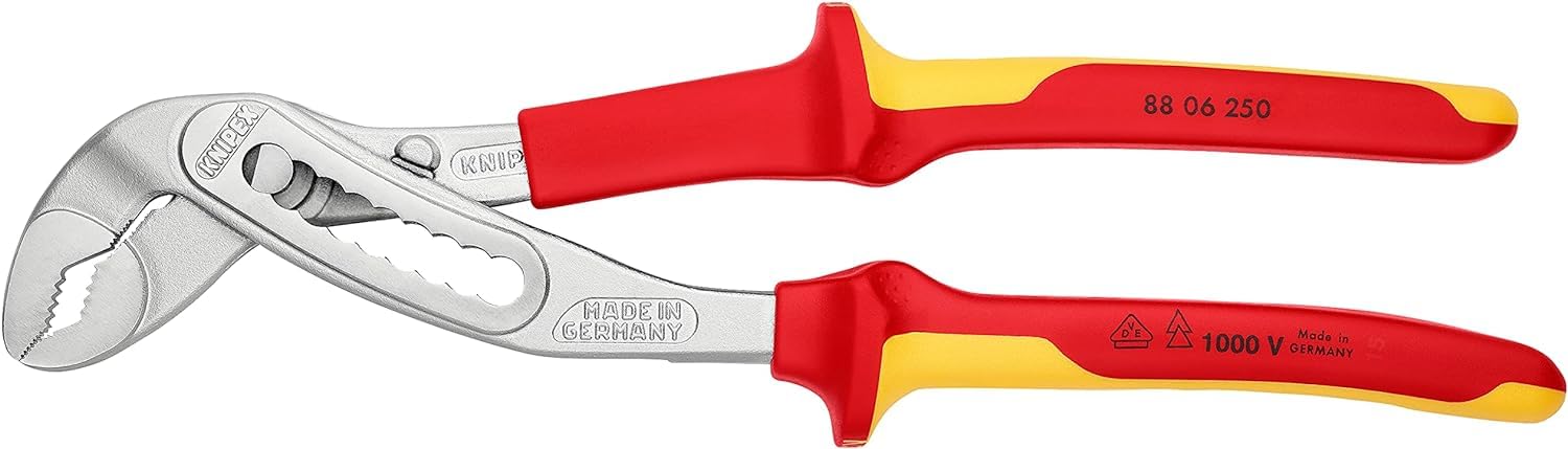 KNIPEX Alligator Wasserpumpenzange verchromt isoliert mit Mehrkomponenten-Hüllen, VDE-geprüft 250 mm, 88 06 250 3