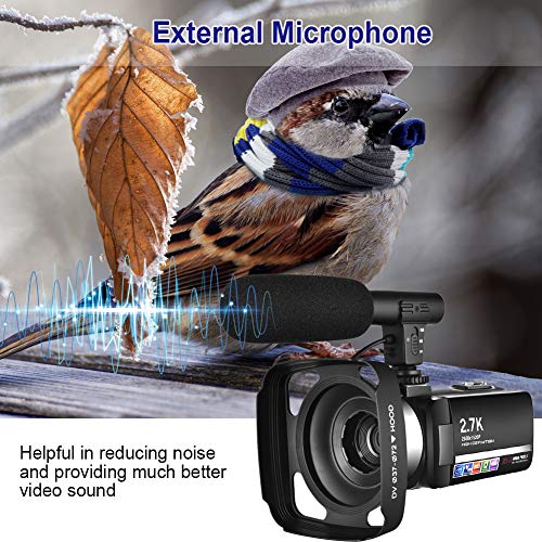 Video Camera Camcorder with Microphone YouTube Camera Recorder 2.7K
