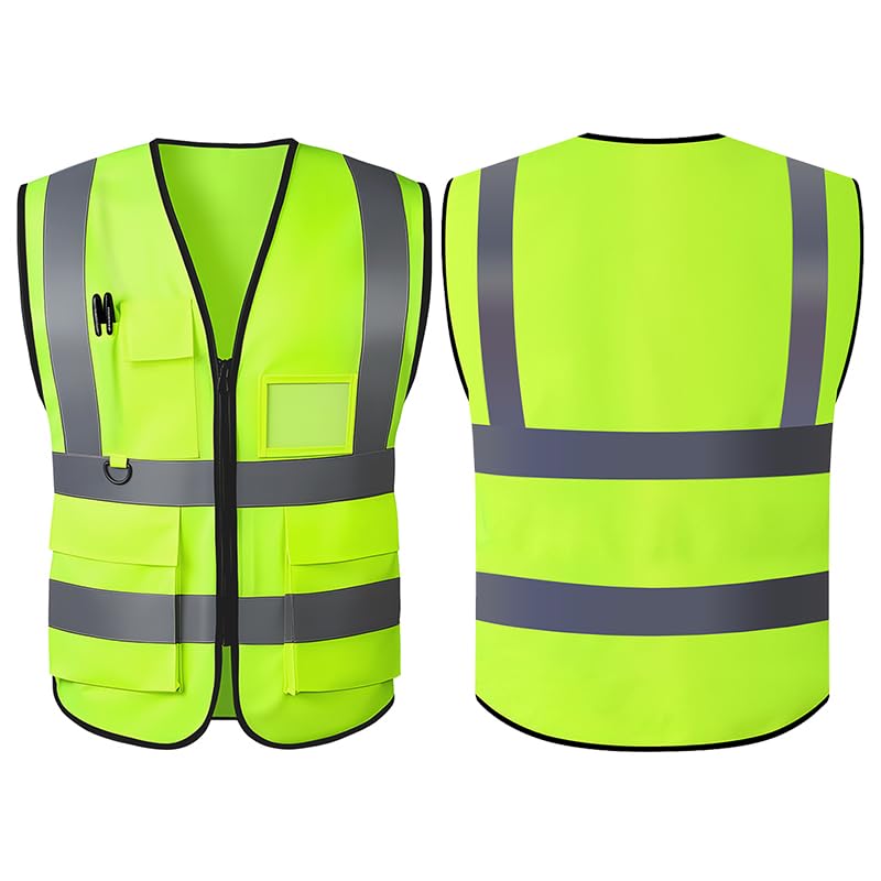 Hi Vis Vests for Women Men High Visibility Reflective Safety Security Vest with Pockets Zipper Front Meets ANSI/ISEA Standards