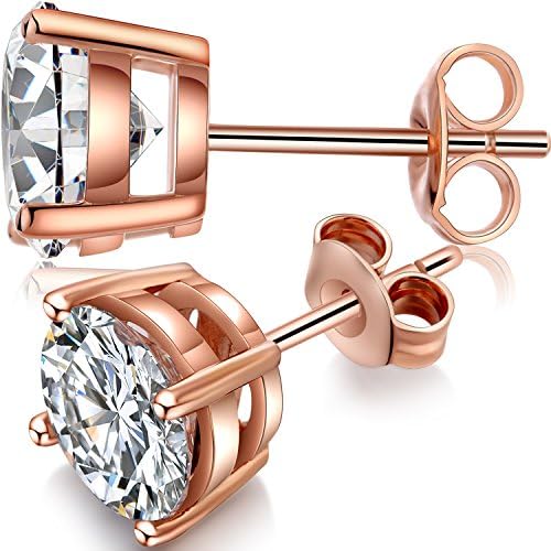 jiamiaoi 100% 925 Sterling Silver Cubic Zirconia CZ Stud Earrings 4mm-8mm Available Fake Diamond Studs Earrings Nickle-Free,Hypoallergenic Women Men Ear Piercing Earrings