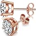 Diamond Studs Cubic Zirconia Earrings Sterling Silver Diamond Earrings Rose Gold Cubic Zirconia Studs Rose Gold Silver CZ Stud Earrings for Women Diamond Stud Earrings Rose Gold Fake Diamond Earrings