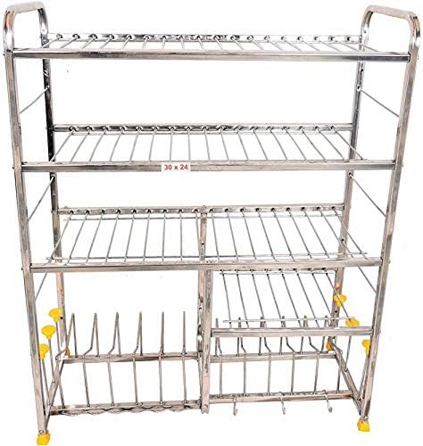 PEEZSTEEL Stainless Steel 30 X 24 inch Wall Mount Kitchen Dish Rack/Kitchen Utensils Rack/Modern Kitchen Storage Rack/Kitchen Organizer/Utensils Rack with Plate & Cutlery Stand by Home Creations