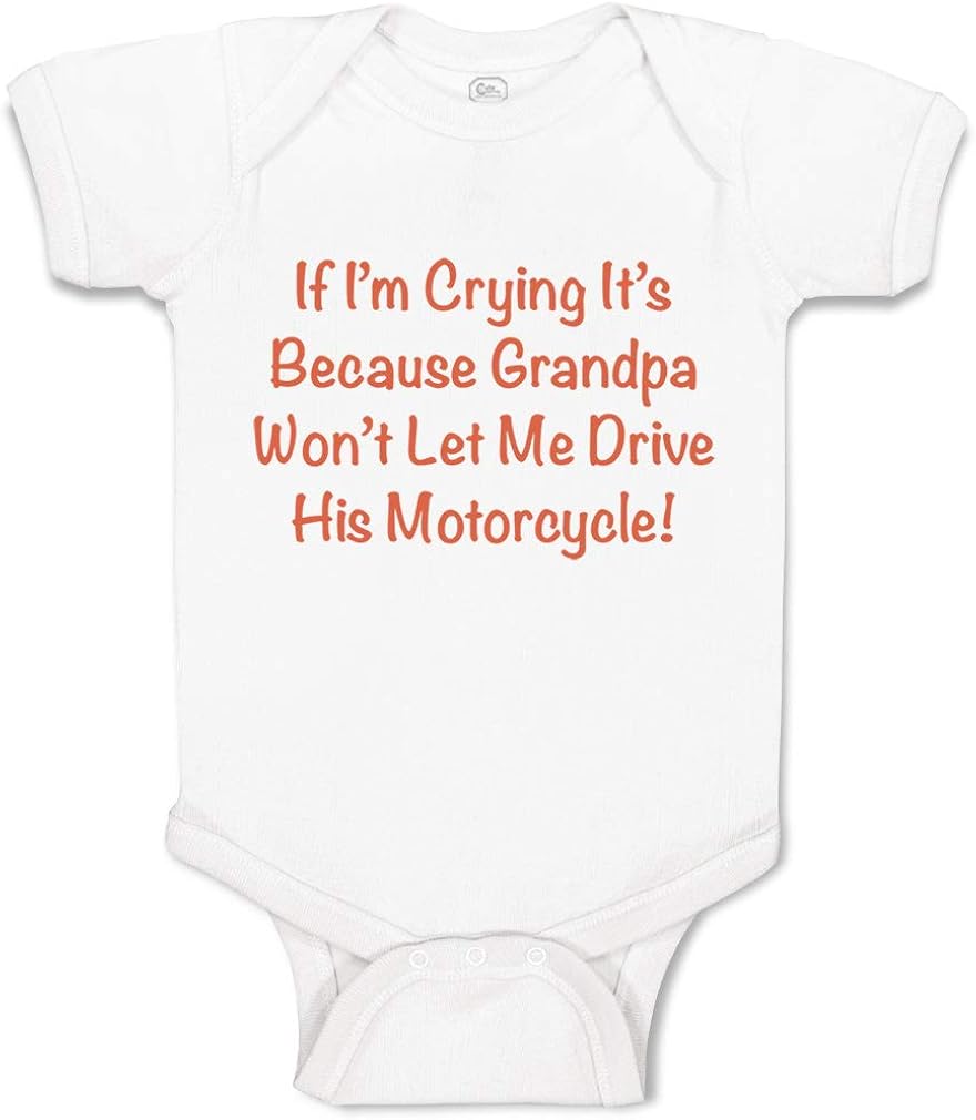 Custom Baby Bodysuit Grandpa Won't Let Me Drive Motorcycle Grandfather Cotton