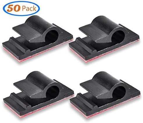 Cable Clips Organizer - Cord Management Clamps, Desktop Cord Holder Hider, Conshine Self Adhesive Charging Cable Management System for Car, Office and Home (50-Pack)