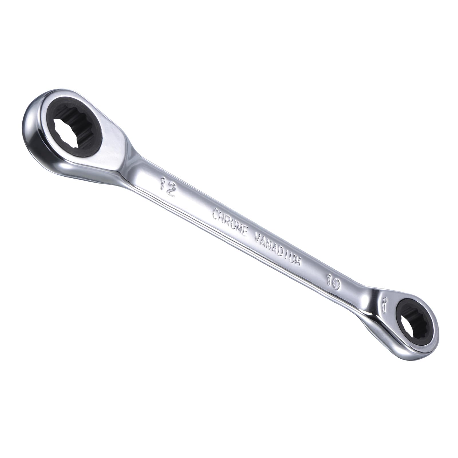 CoCud Double Box End Reversible Ratcheting Wrench, Metric 10 by 12mm Box End Size 72-Teeth, Cr-V Ratchet Spanner - (Applications: for Repairs)