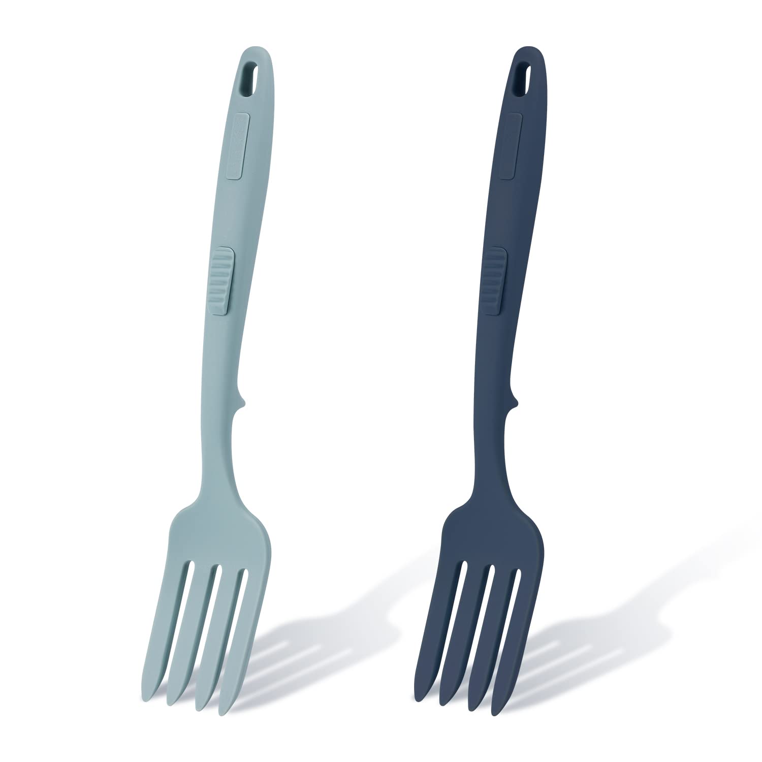 2pcs Silicone Flexible Forks, Silicone Cooking Fork Heat Resistant, Multifunctional Nonstick Blending Fork for Cooking Utensil for Kitchen Stir Mix Mash (Lake Blue, Dark Blue)
